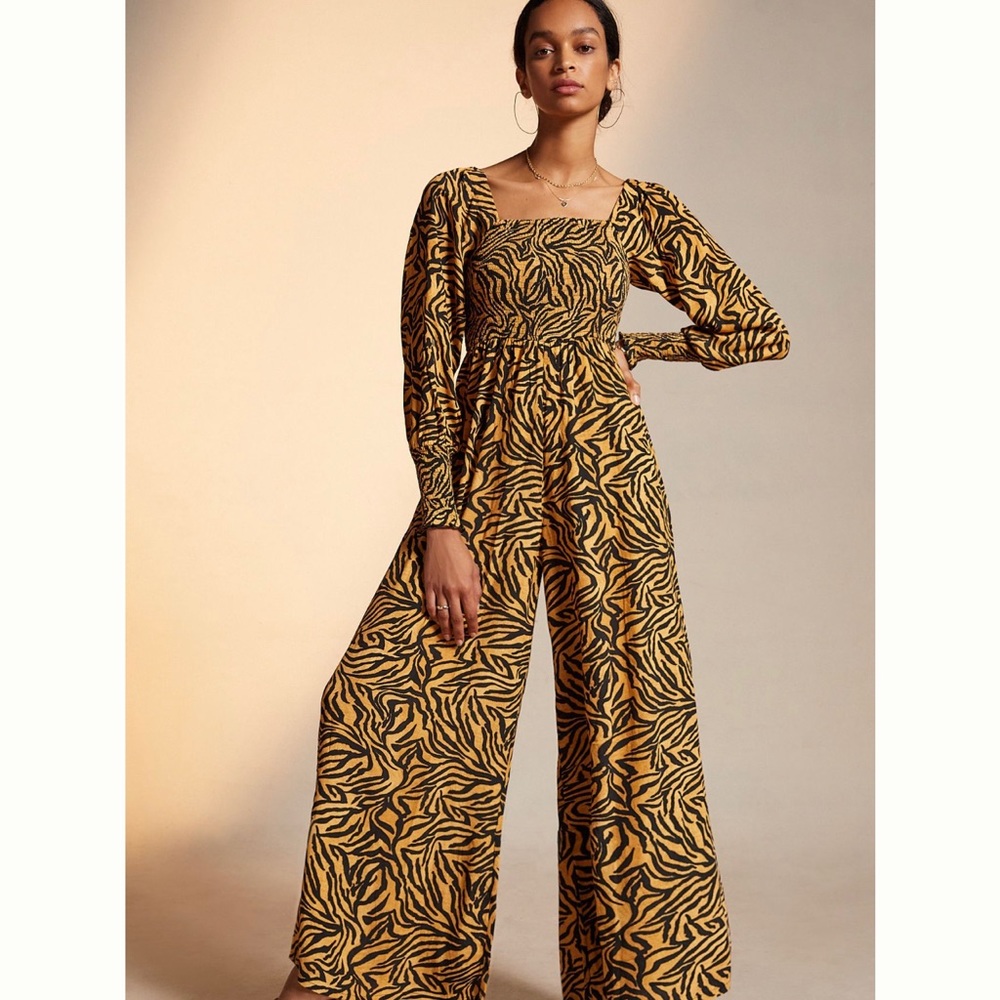 Kachel Anthropologie leopard print jump suit
